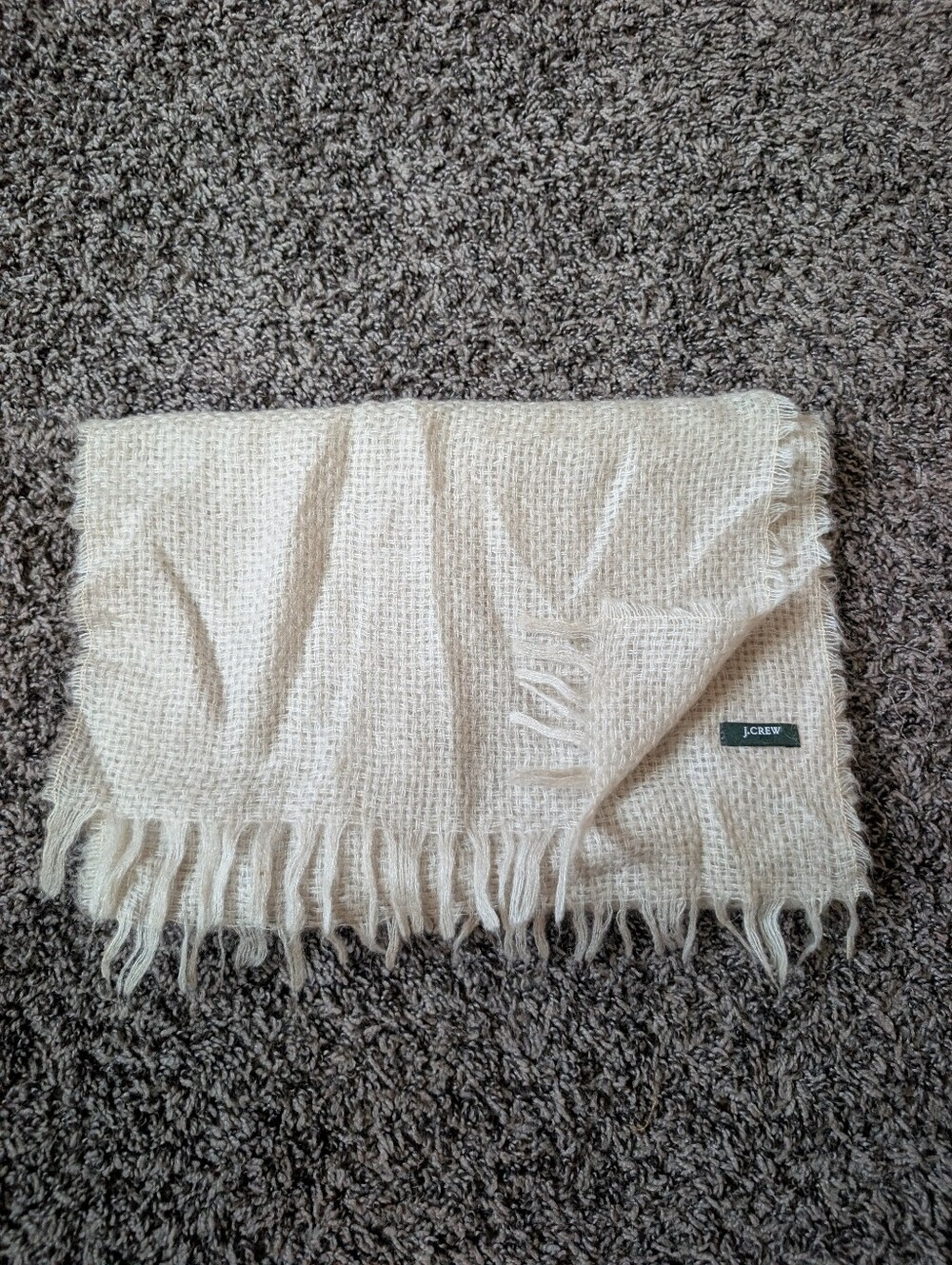 J. Crew Cream Woven Fringe Scarf